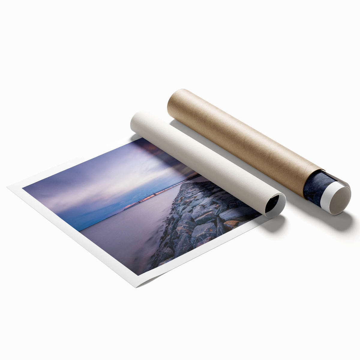 Extra large rolled print of Annapolis, Maryland, featuring subtle floral accents in soft pastel shades.