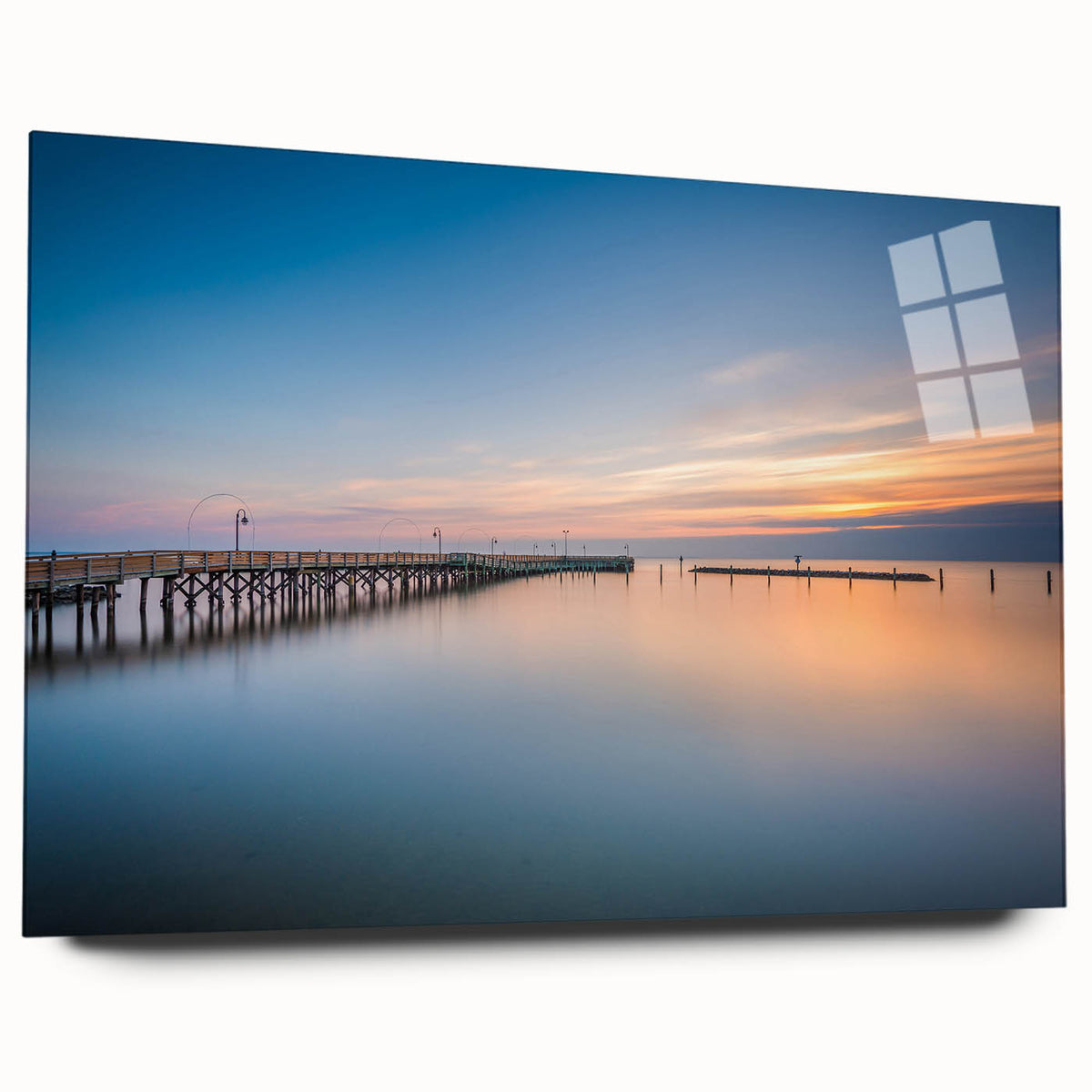 Acrylic print of Chesapeake Bay with blue and green hues, suitable for bedroom or dining room decor.