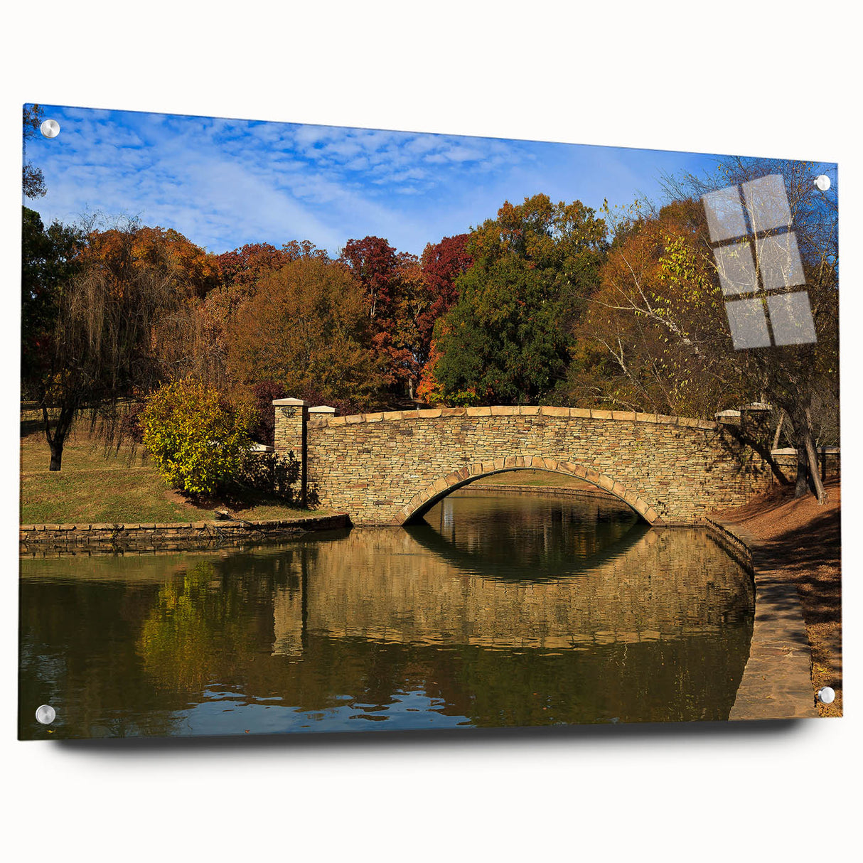 Acrylic print of Charlotte, North Carolina skyline in muted blue and gray tones, suitable for bedroom or dining room decor.