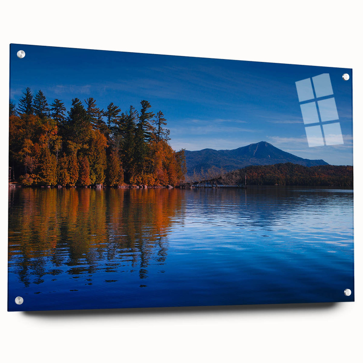 Acrylic print of the Adirondacks in muted earth tones, ideal for dining room or bedroom decor.