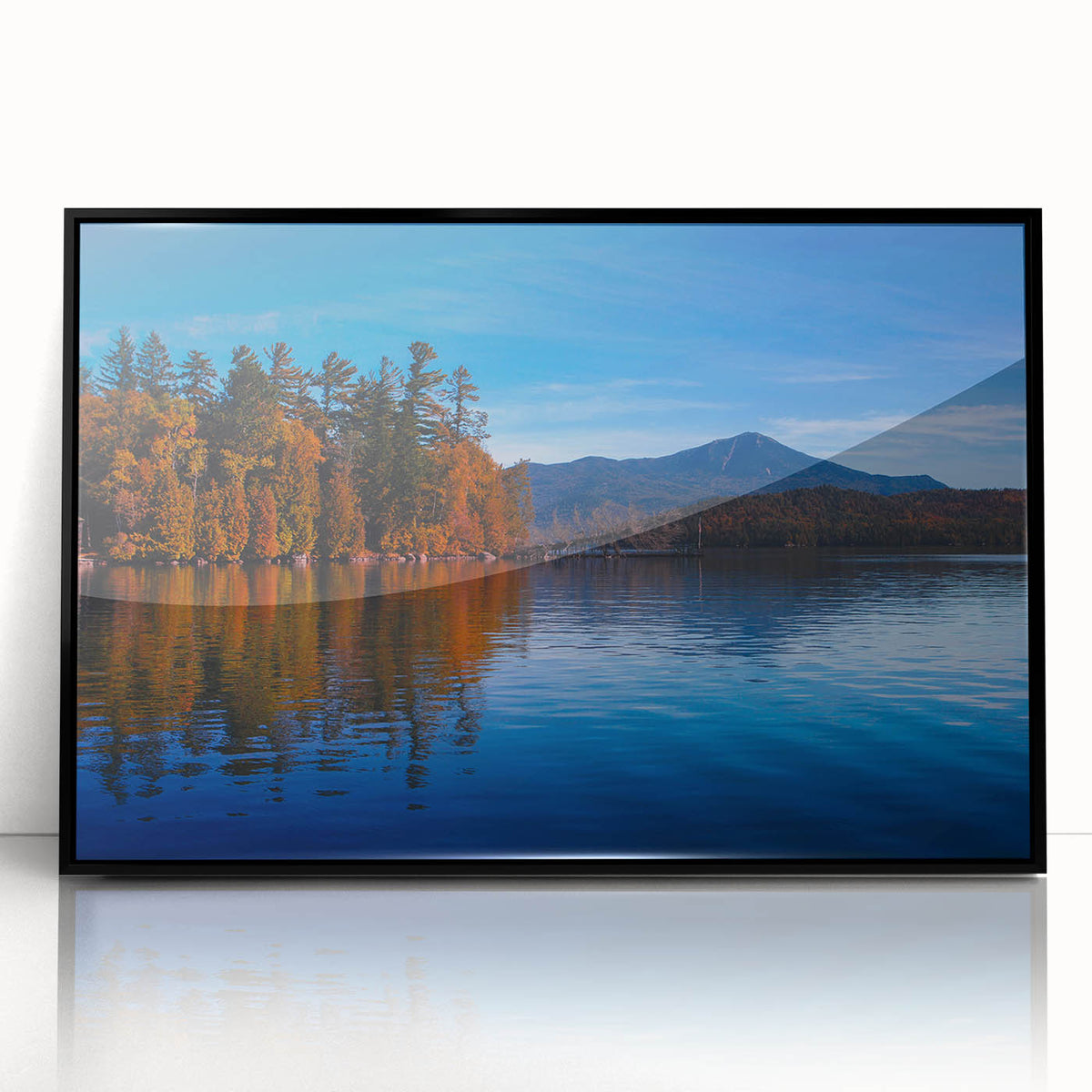 Large abstract wall art depicting the Adirondacks in muted earth tones on a framed acrylic print.