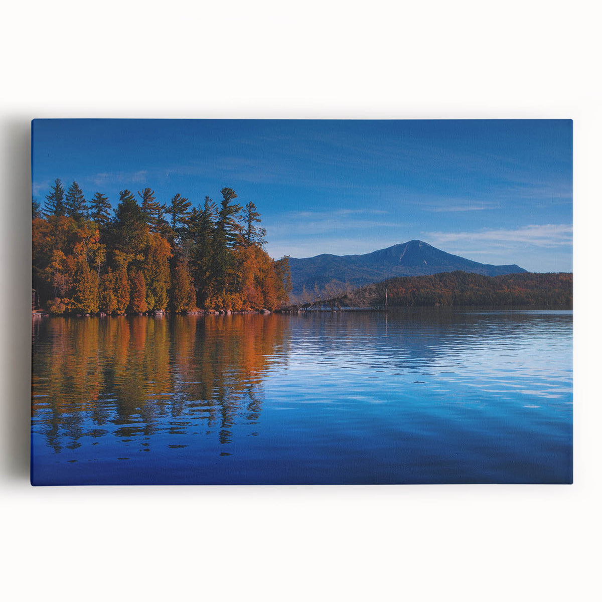 Black and white photograph of the Adirondack Mountains on a large stretched canvas, suitable for kitchen wall art.