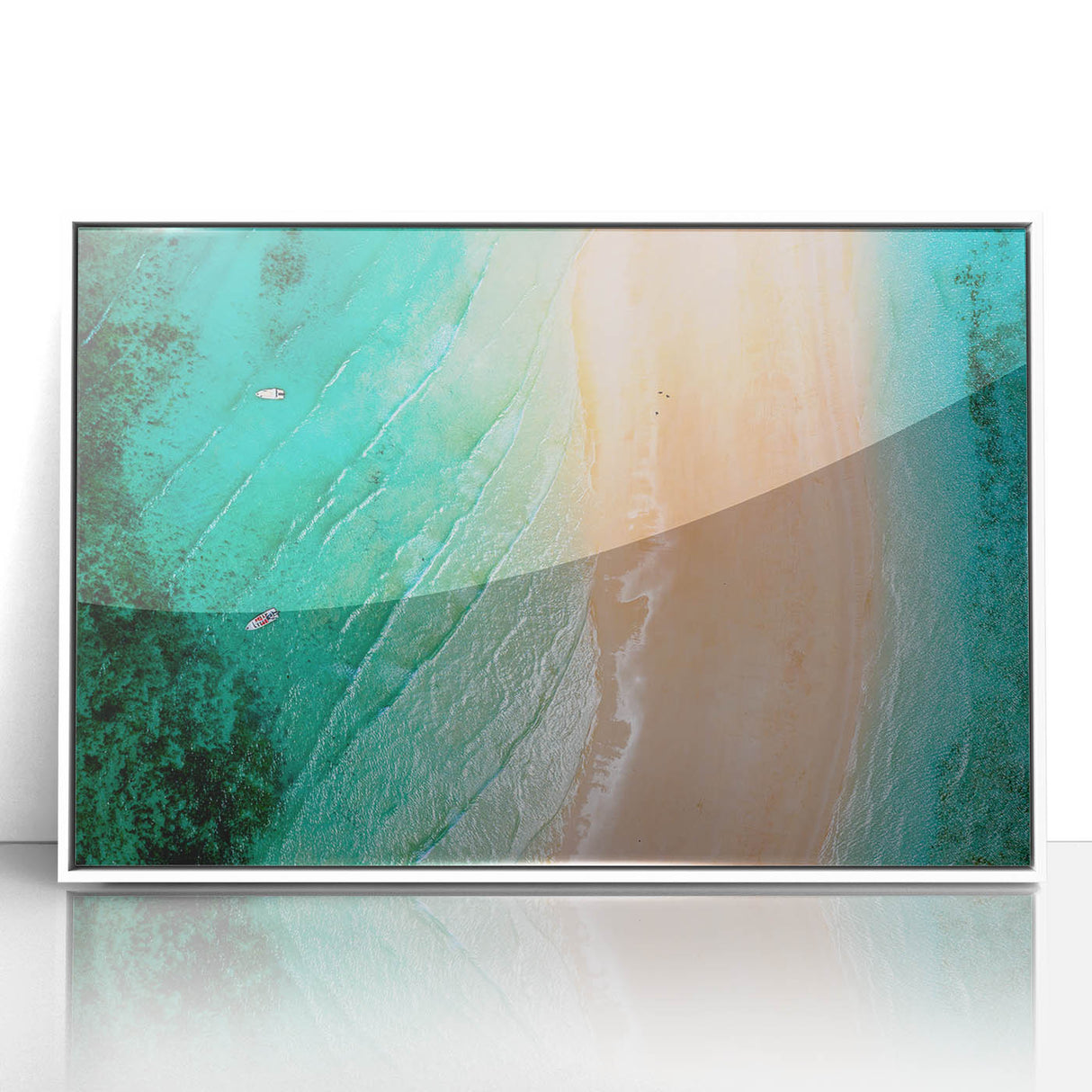 Framed acrylic print of a Madagascar landscape in mid-century modernist style with muted earth tones.