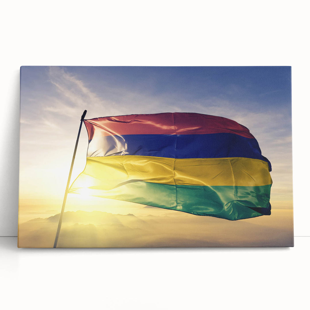 Large black and white canvas of a Mauritius landscape, ideal for kitchen wall art or bedroom ambiance.