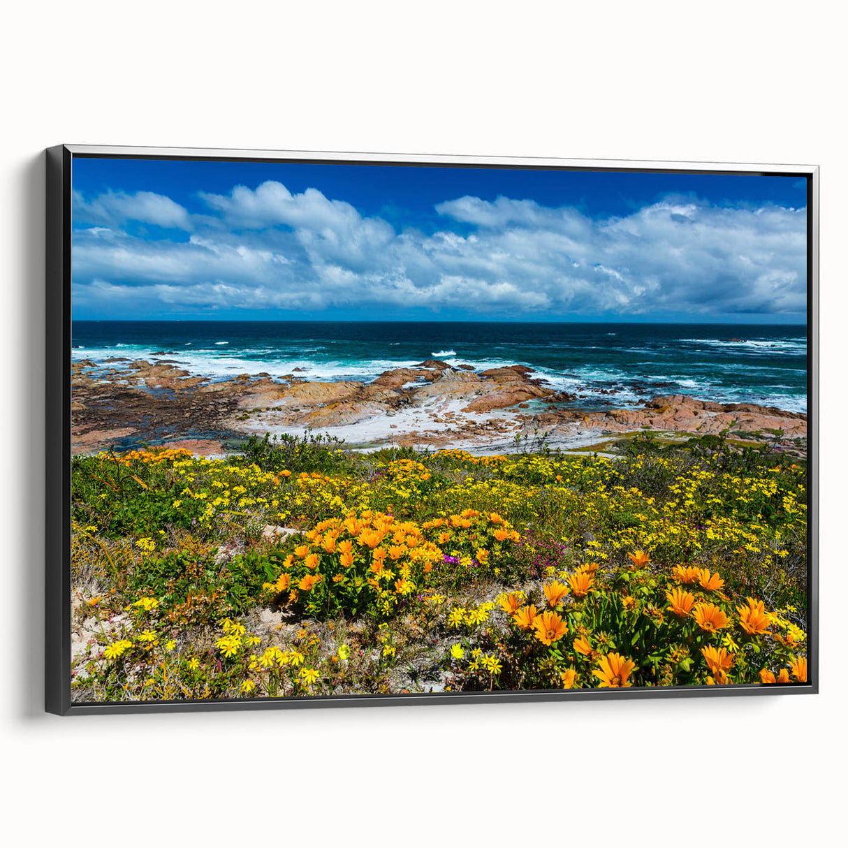 Black and white framed canvas of a vintage African landscape, ideal for bedroom wall art.