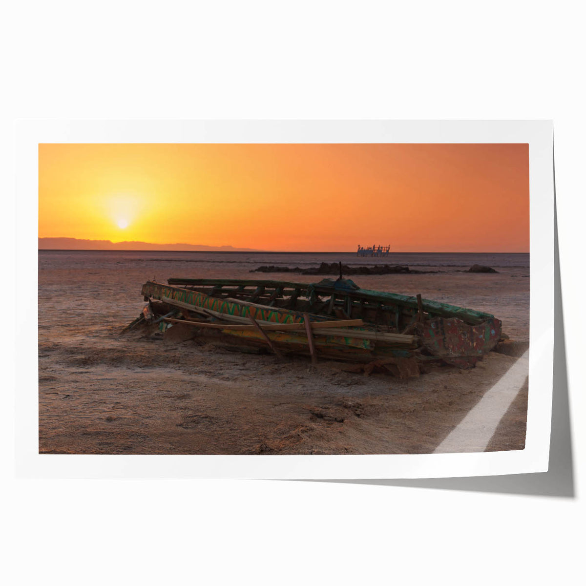 Extra large rolled print of a Tunisian landscape featuring muted earth tones.