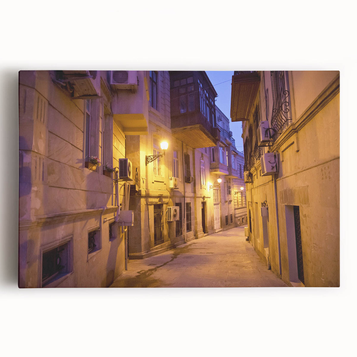 Large black and white stretched canvas of an Asian landscape, ideal for kitchen wall art.