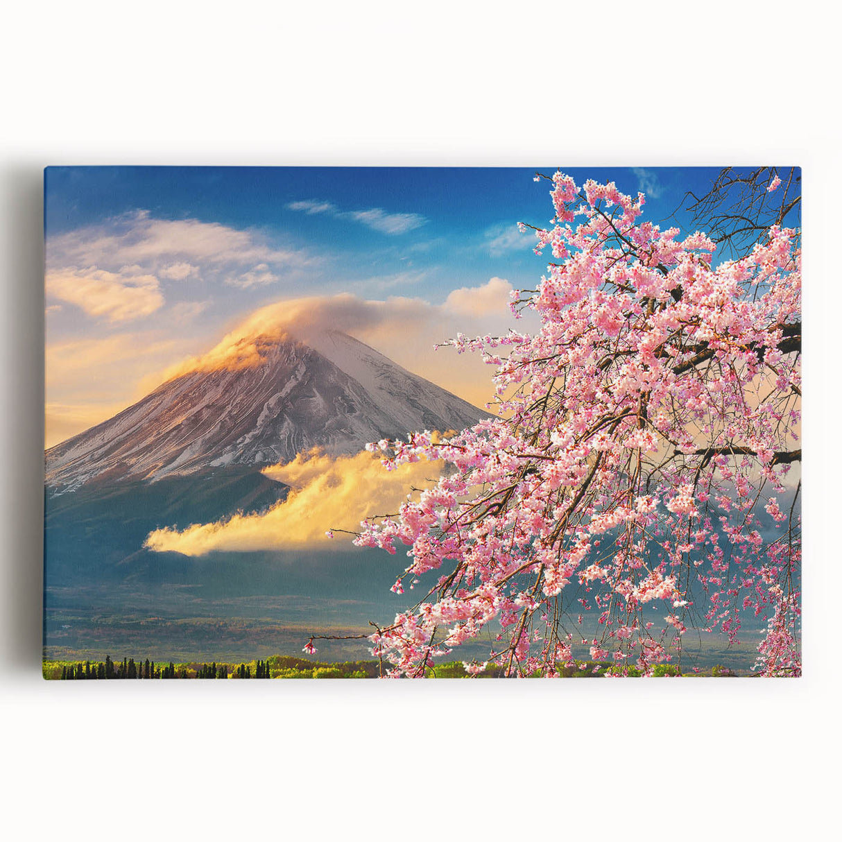 Black and white large art print of a Japanese landscape on stretched canvas, ideal for kitchen wall art.