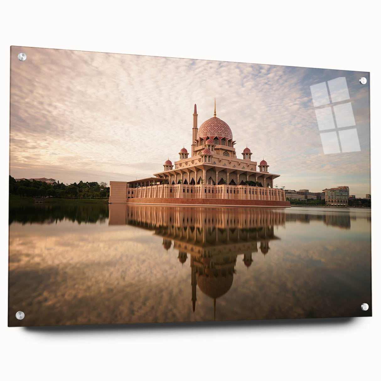 Acrylic print of a large abstract depiction of a Malaysian landscape in muted earth tones, ideal for dining room decor.