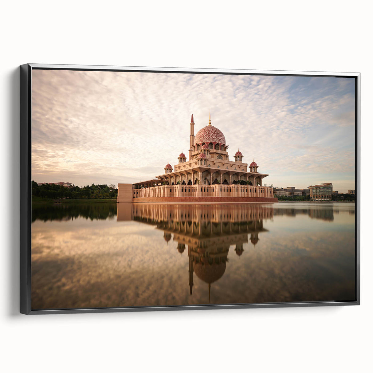 Black and white landscape art painting of a Malaysian scenery on framed canvas, suitable for bedroom wall decor.