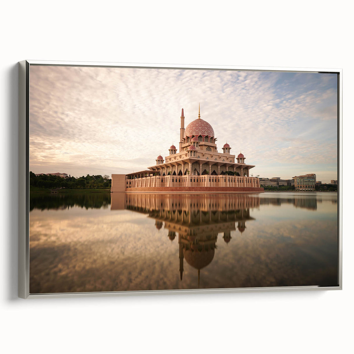 Landscape art painting of a Malaysian scenery in vibrant colors on a framed canvas, suitable for living room decor.