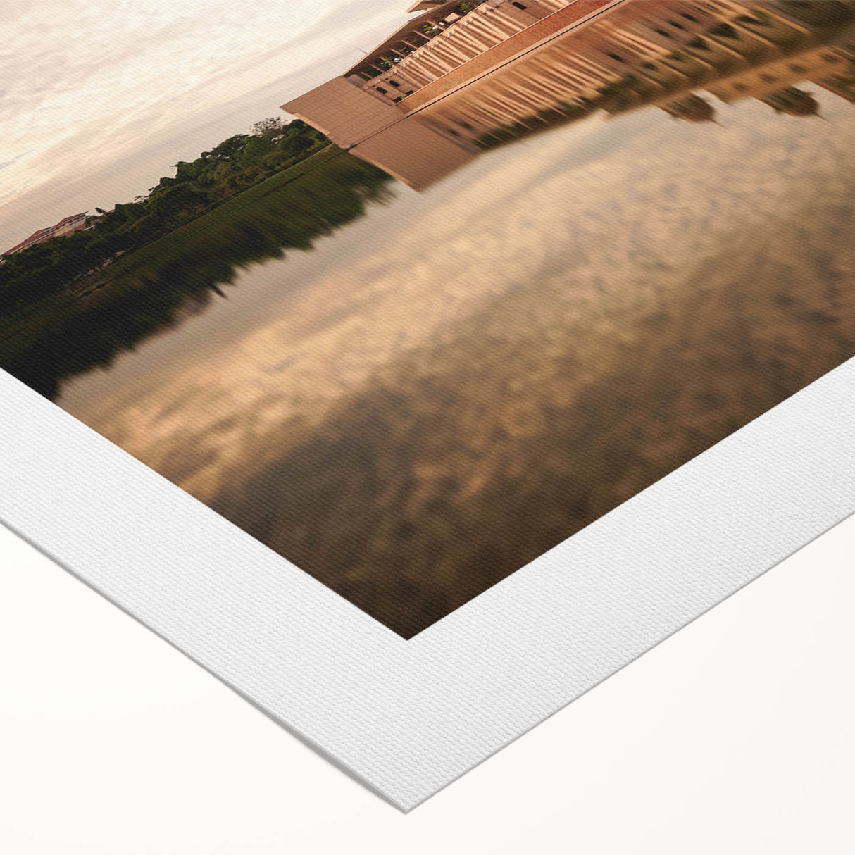 Art deco poster of a Malaysian landscape in muted earth tones on rolled canvas, suitable for dining room wall art.