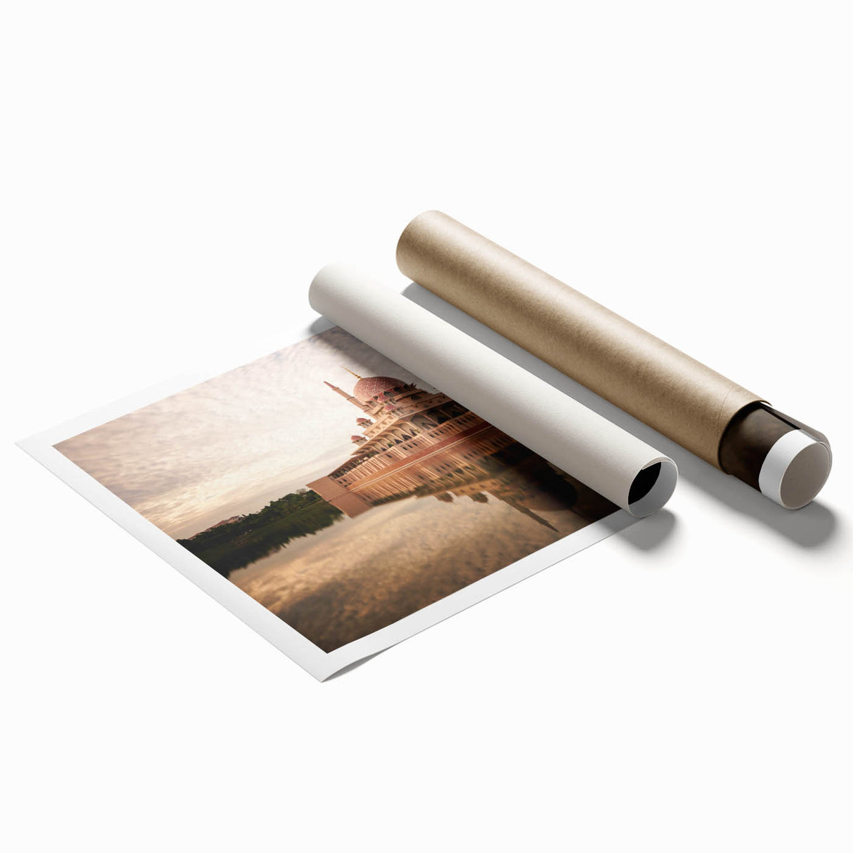 Extra large rolled print of a Malaysian landscape with vibrant green and blue tones, ideal for classy bathroom wall art.