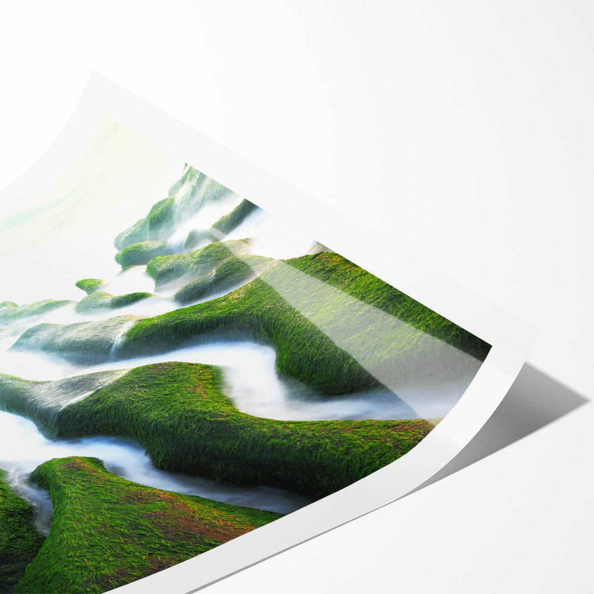 Extra large wall art featuring line art flowers in muted tones on rolled print, ideal for large living room decor.