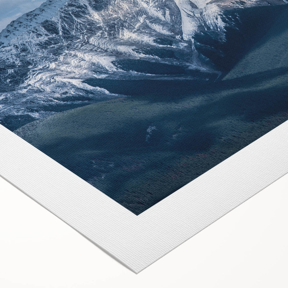 Art deco poster of British Columbia scenery in muted green and blue tones on rolled canvas.