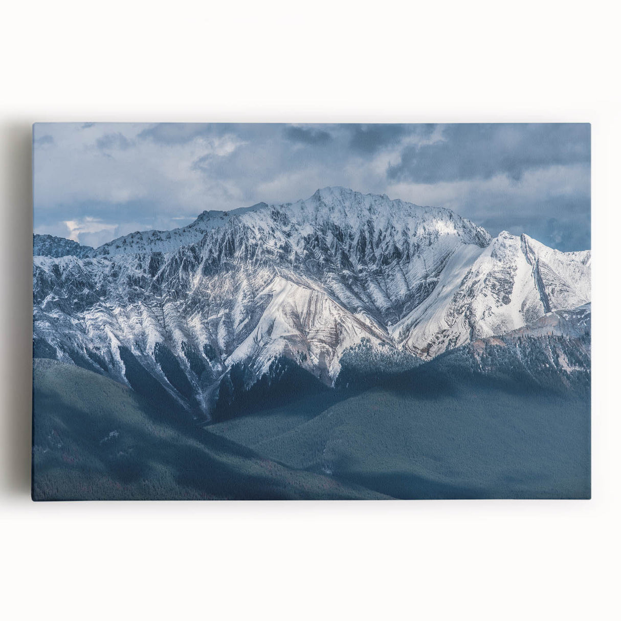 Black and white photo of British Columbia landscape on stretched canvas, ideal for kitchen wall art.