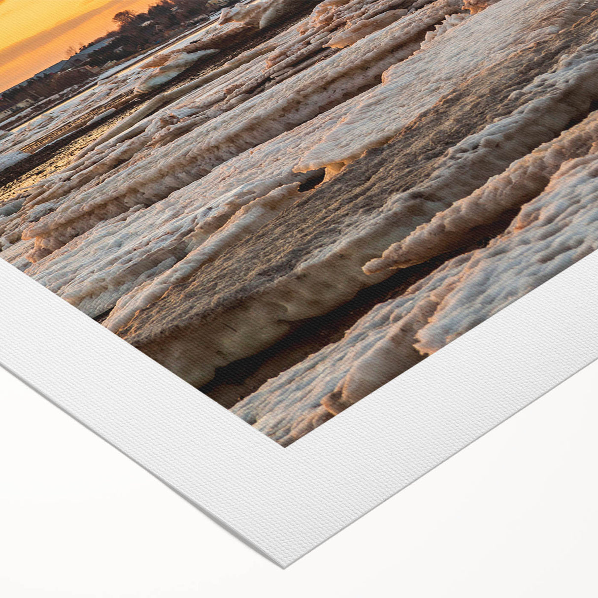 Art deco poster featuring the Prince Edward Island scenery in muted green and blue tones on rolled canvas.