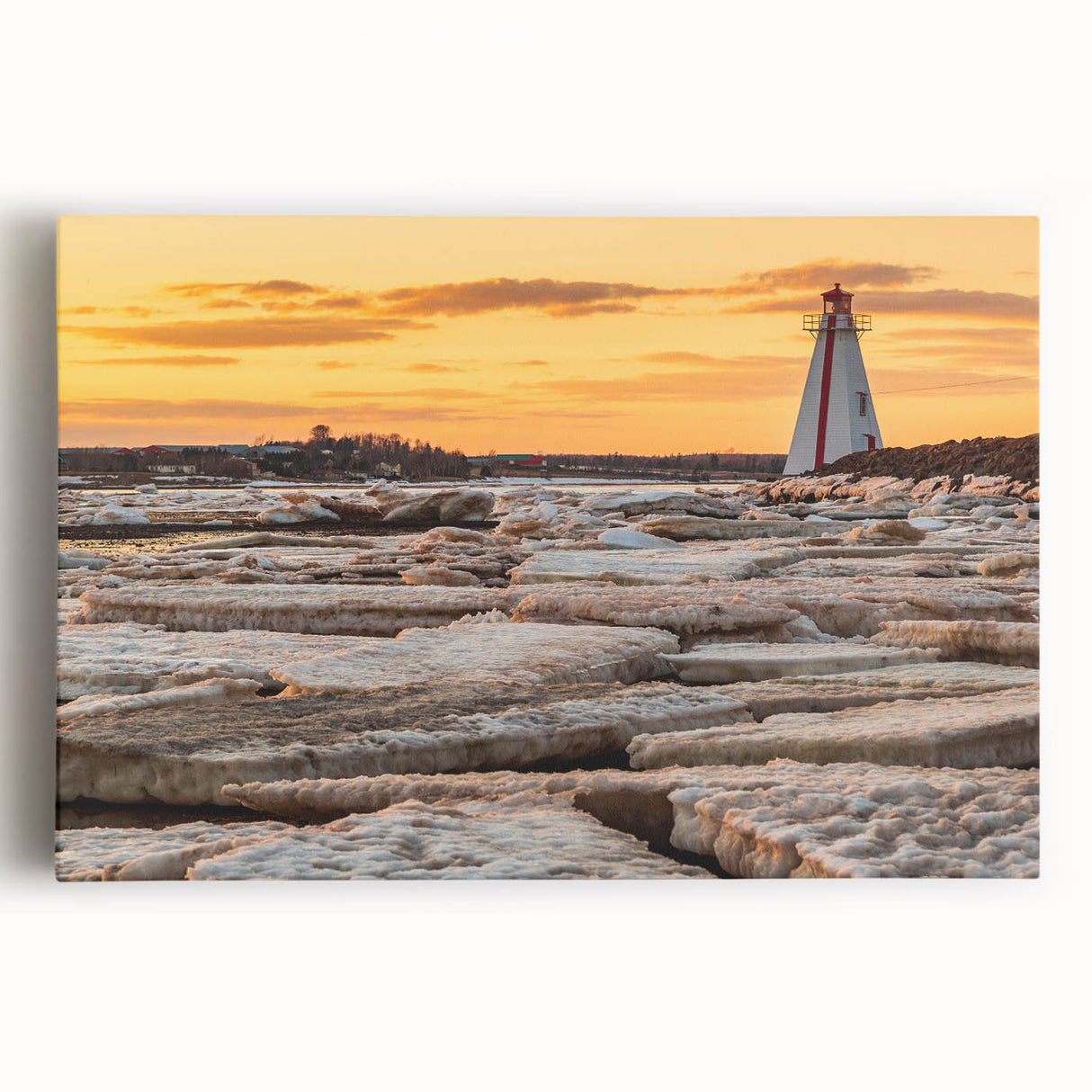 Black and white stretched canvas of Prince Edward Island scenery, ideal for kitchen wall art.