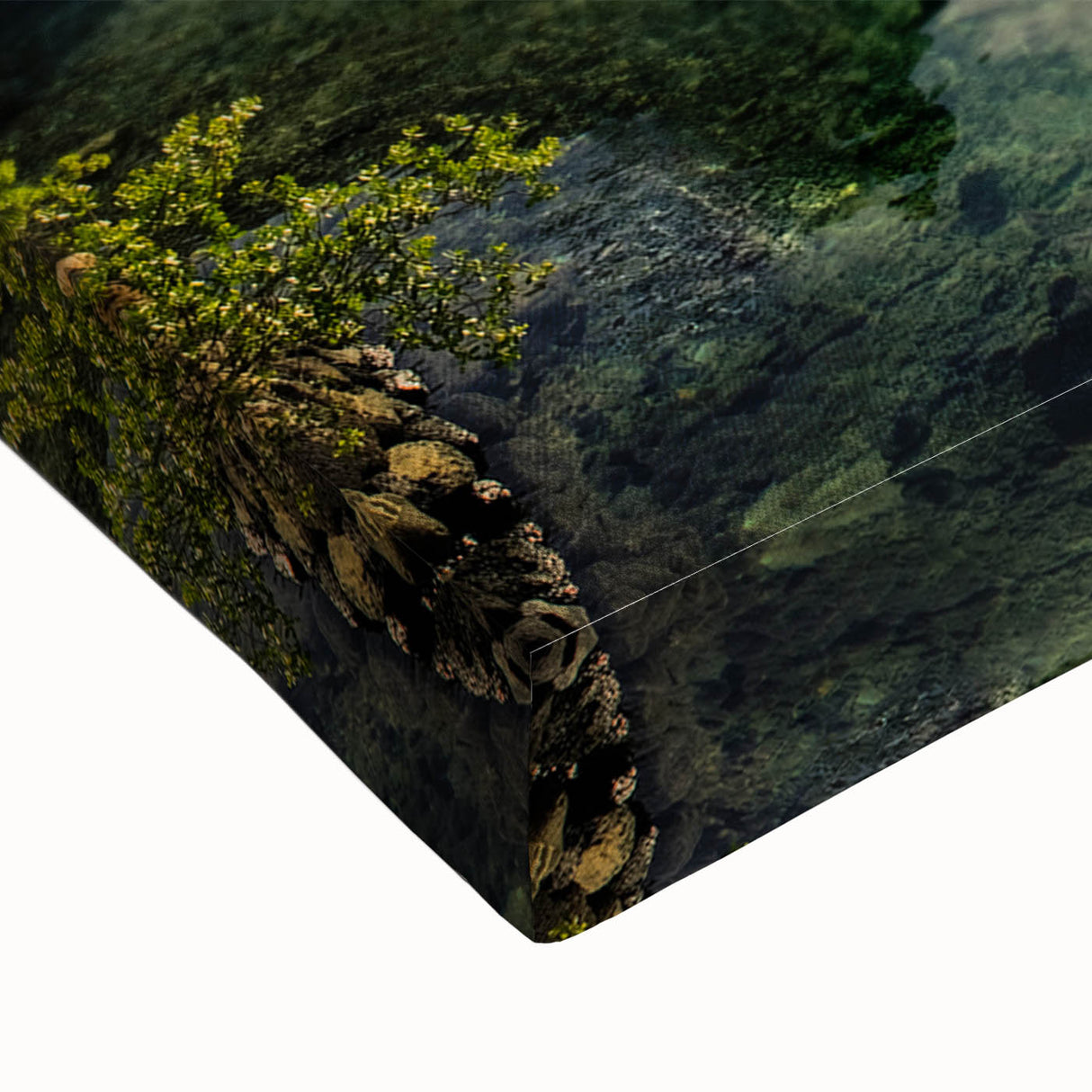 Large black and white landscape art painting of Caribbean Barbados on stretched canvas, ideal for bedroom wall decor.