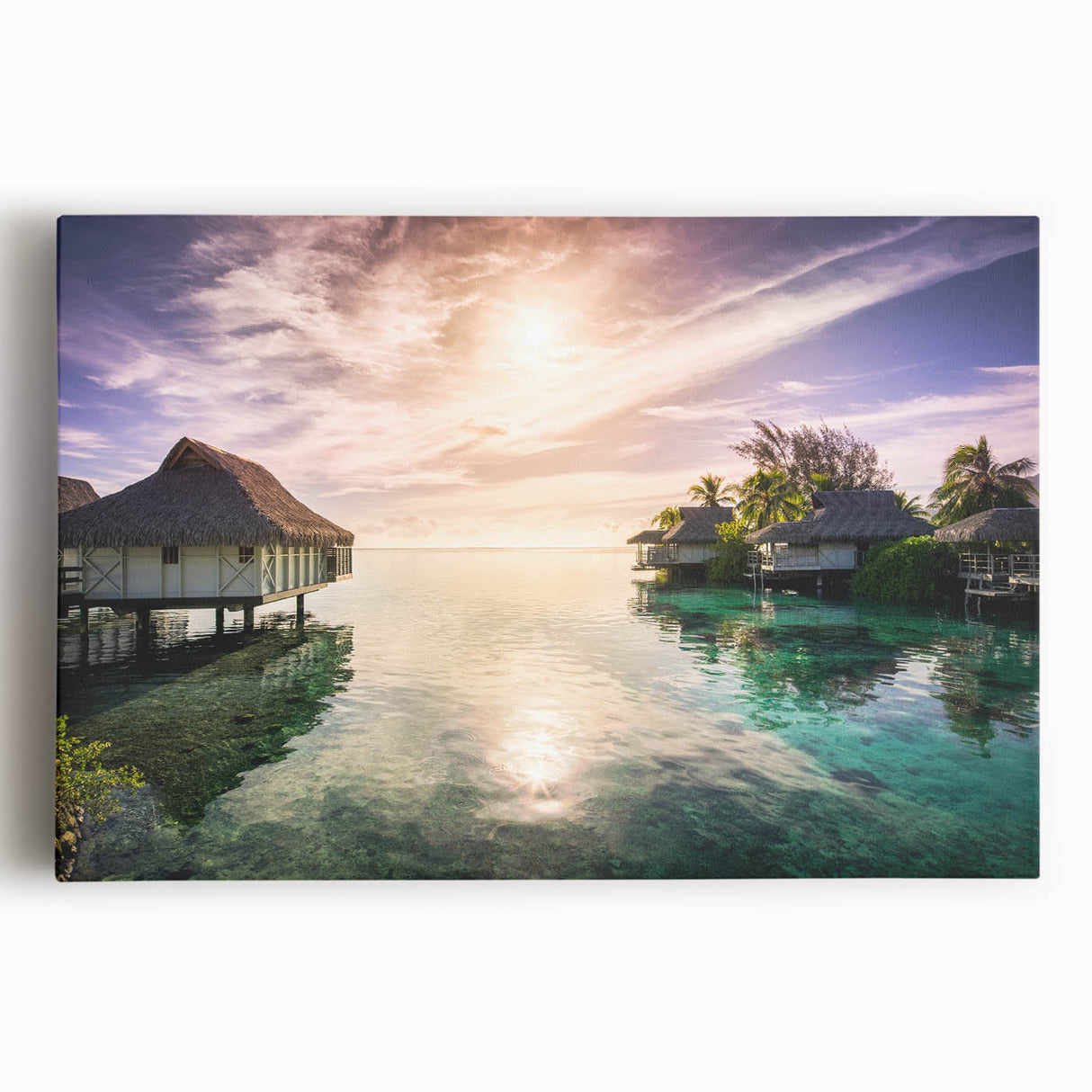 Black and white stretched canvas featuring a serene Barbados beach scene, ideal for kitchen wall art or bedroom decor.