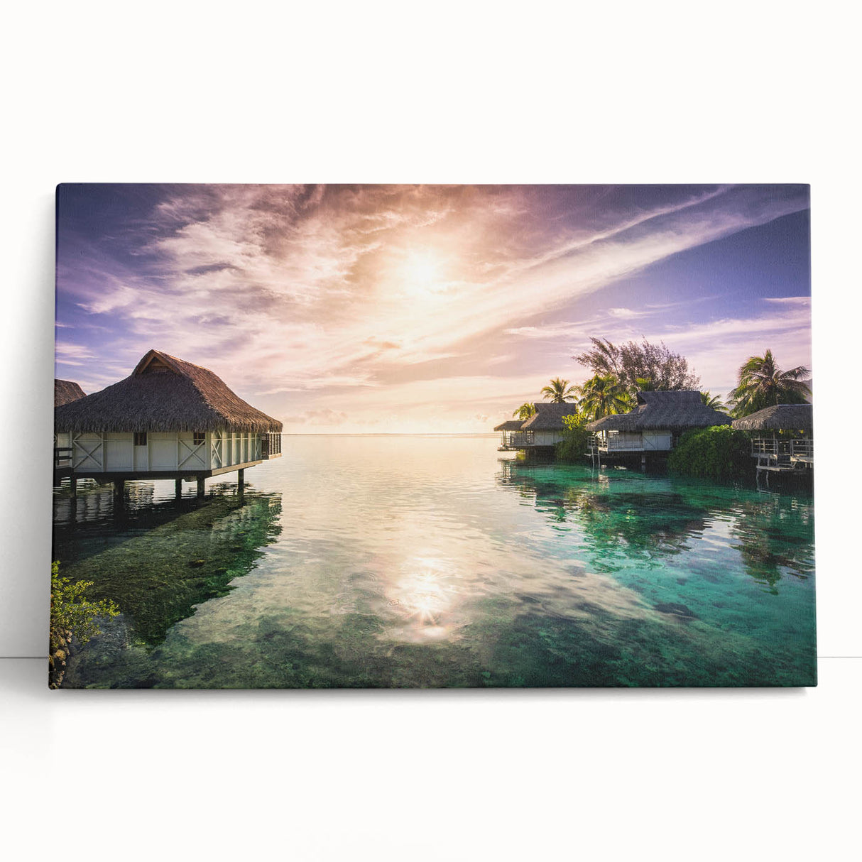 Large black and white photo of a Caribbean beach on stretched canvas, ideal for kitchen wall art.