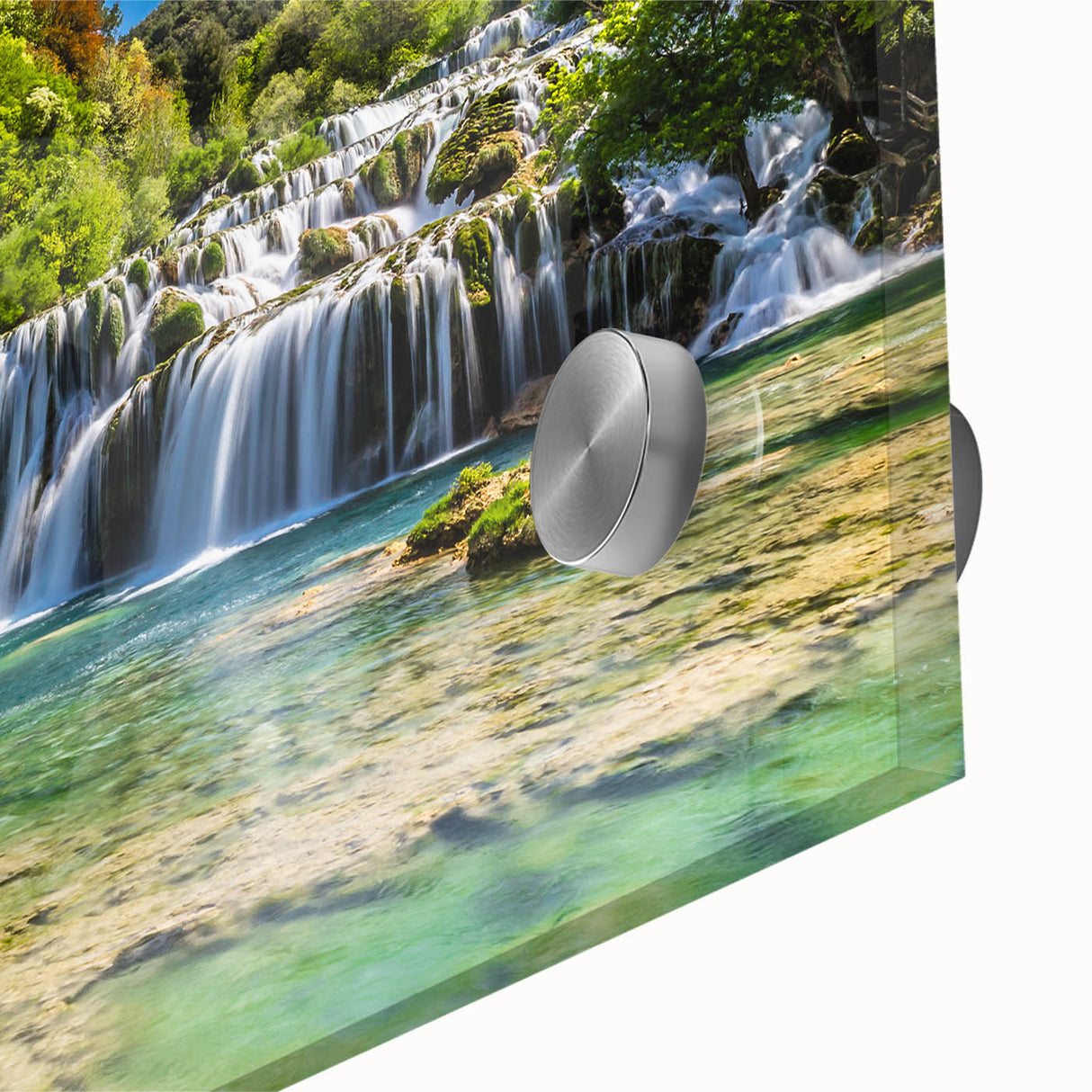 Large abstract acrylic print of a Croatian landscape in muted earth tones, ideal for dining room art.