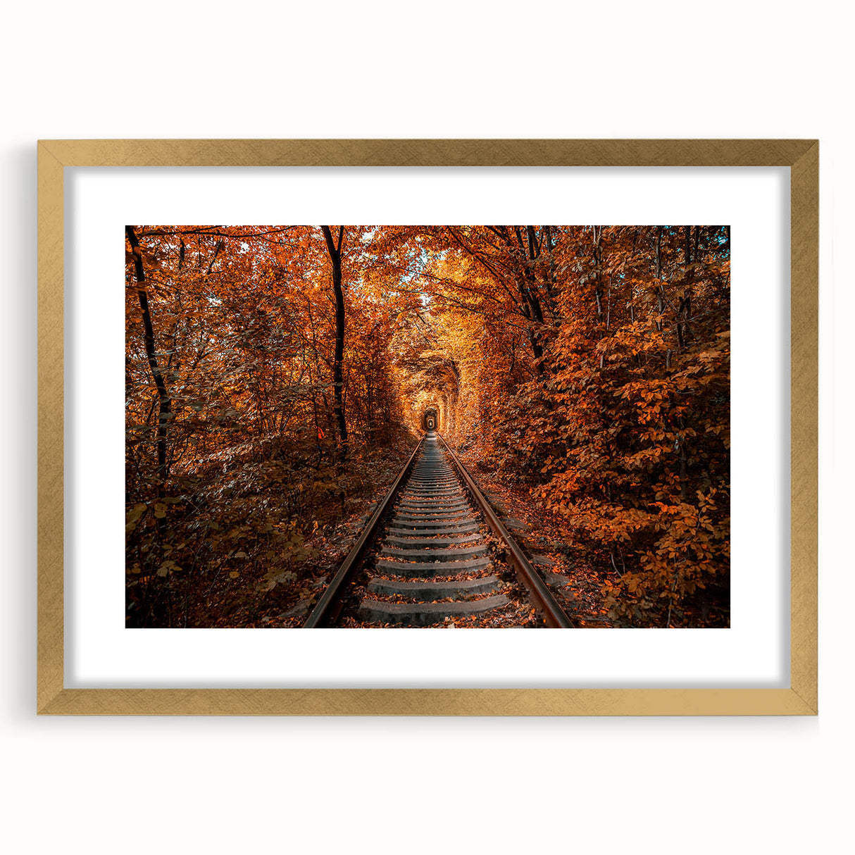 Extra large abstract art print featuring textured scenery of Europe, in muted earth tones, framed in gold.