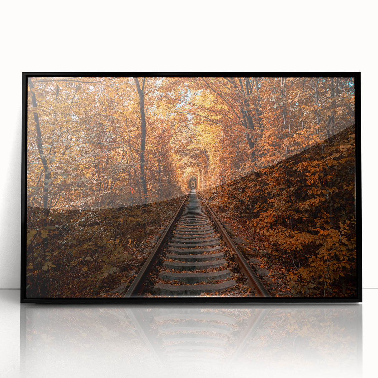 Large abstract wall art depicting a dynamic European scenery in muted earth tones on a framed acrylic.