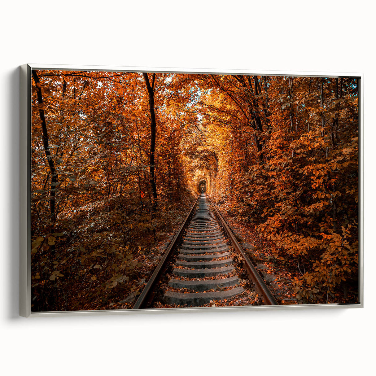 Landscape art painting of a European scenery on framed canvas, featuring a blend of colorful and black tones.