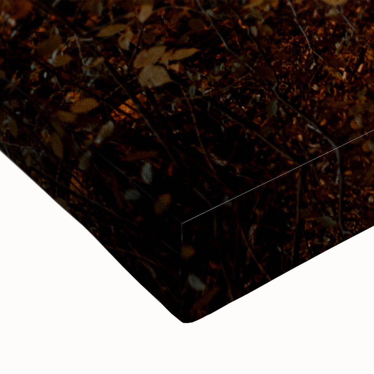 Large art depicting a black and white landscape painting of a serene Ukrainian scenery on stretched canvas.