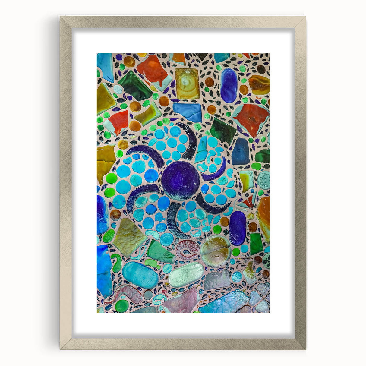 Textured abstract art print of Cabo San Lucas in muted earth tones, displayed in a silver frame, ideal for bedroom art.