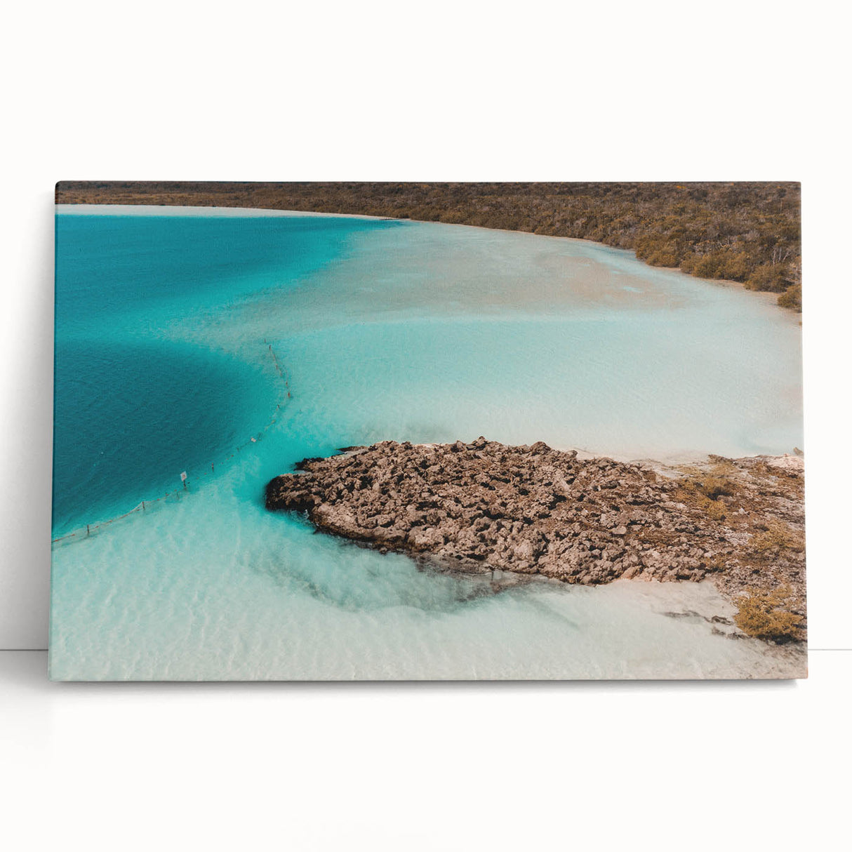Black and white photograph of Quintana Roo scenery on stretched canvas, ideal for kitchen wall art or bedroom ambiance.