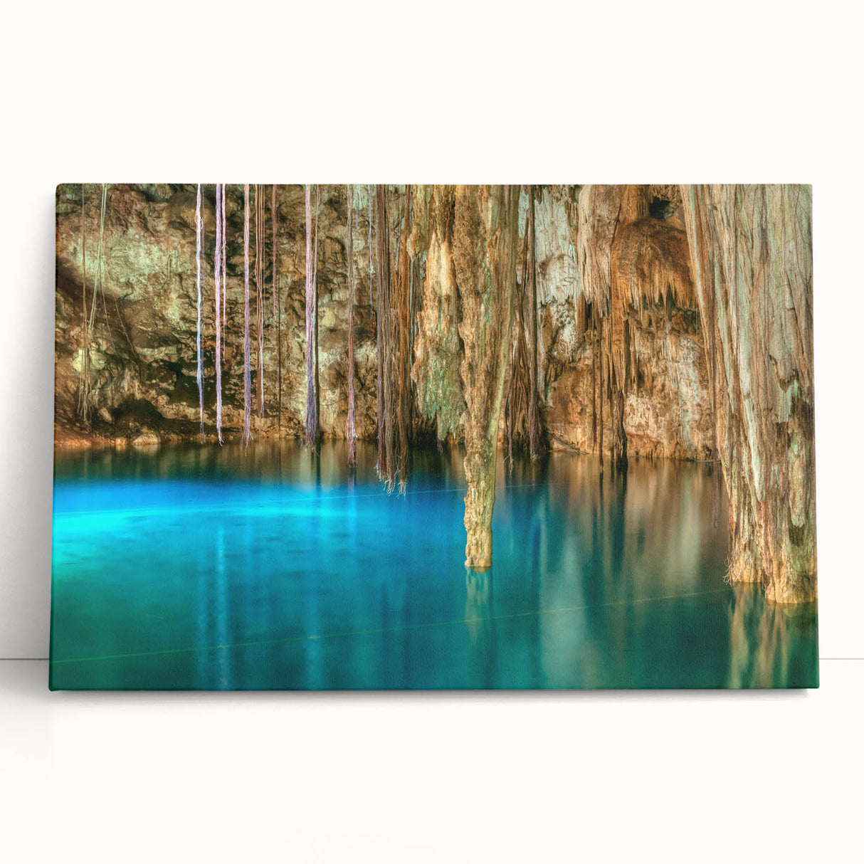 Black and white stretched canvas of Yucatan scenery, ideal for kitchen wall art.