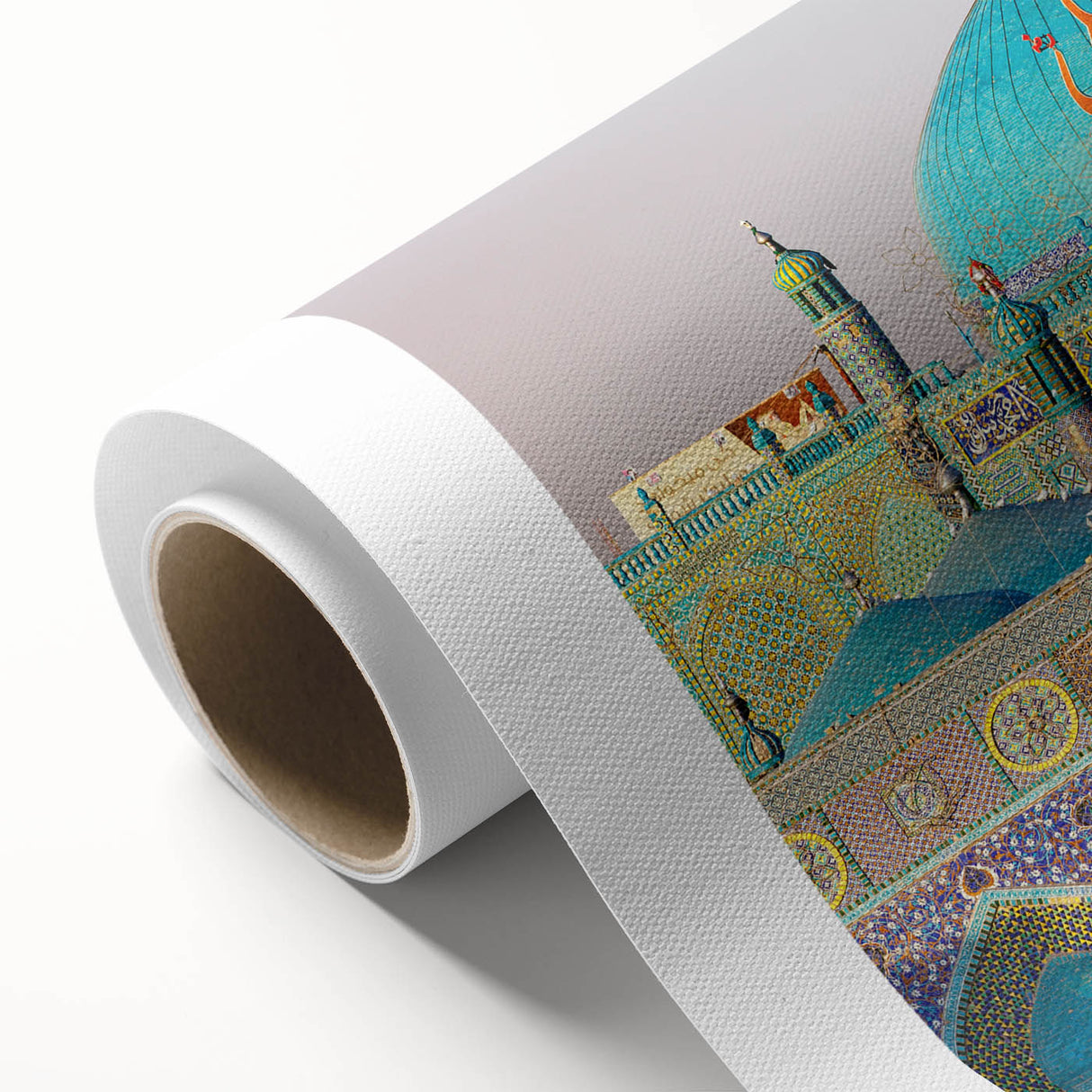 Art Deco style poster of a Middle Eastern landscape in muted earth tones on rolled canvas, ideal for nursery wall art.