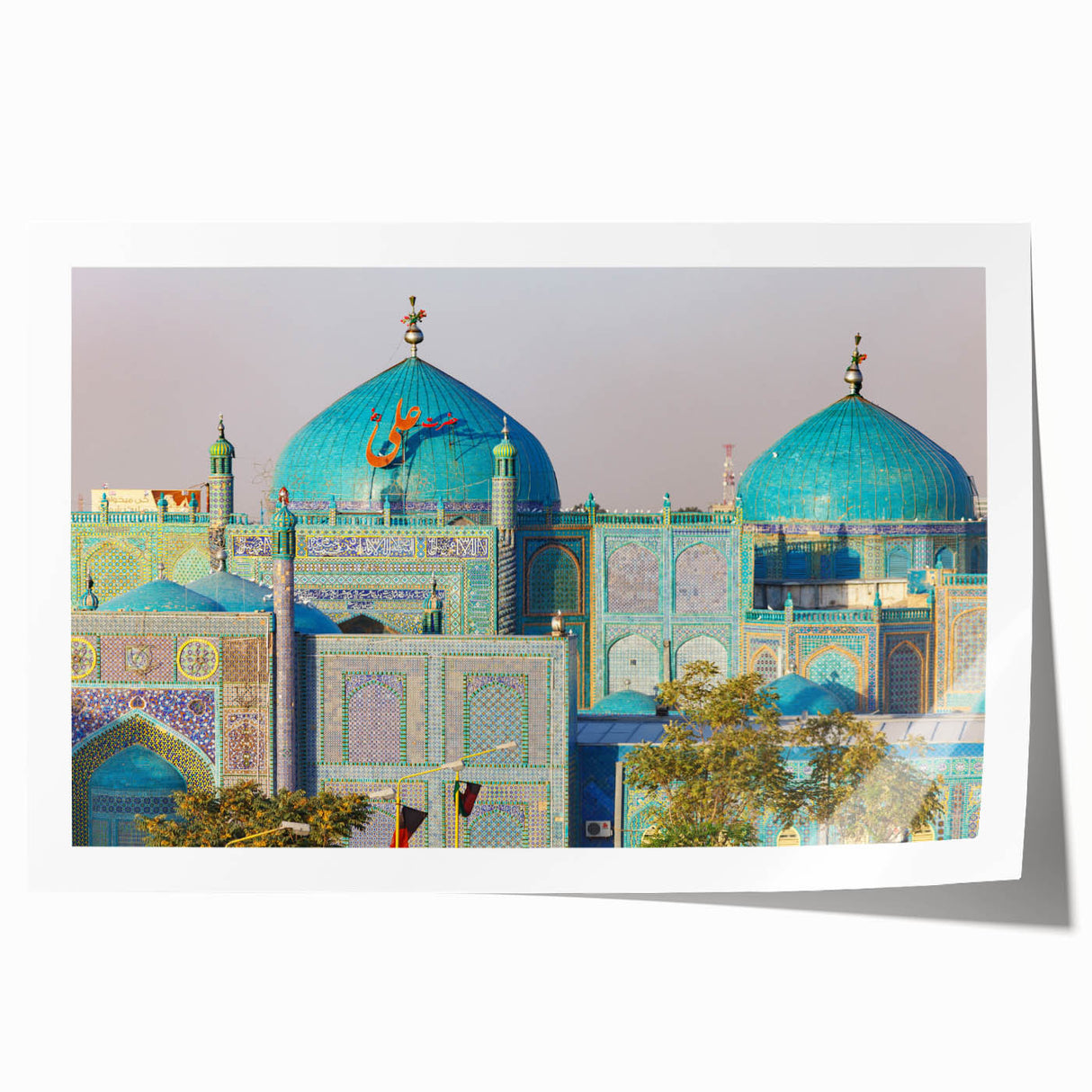 Extra large rolled print of a serene Middle Eastern landscape, featuring muted earth tones, ideal for art wall dining room.