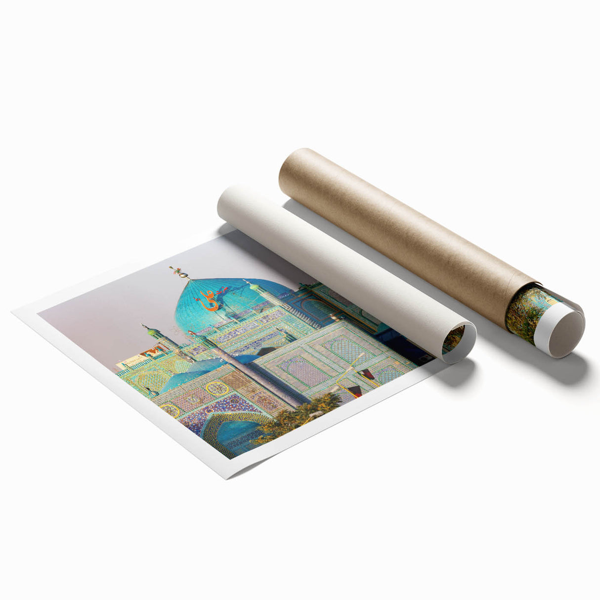 Extra large rolled print featuring a floral art design with earthy tones.