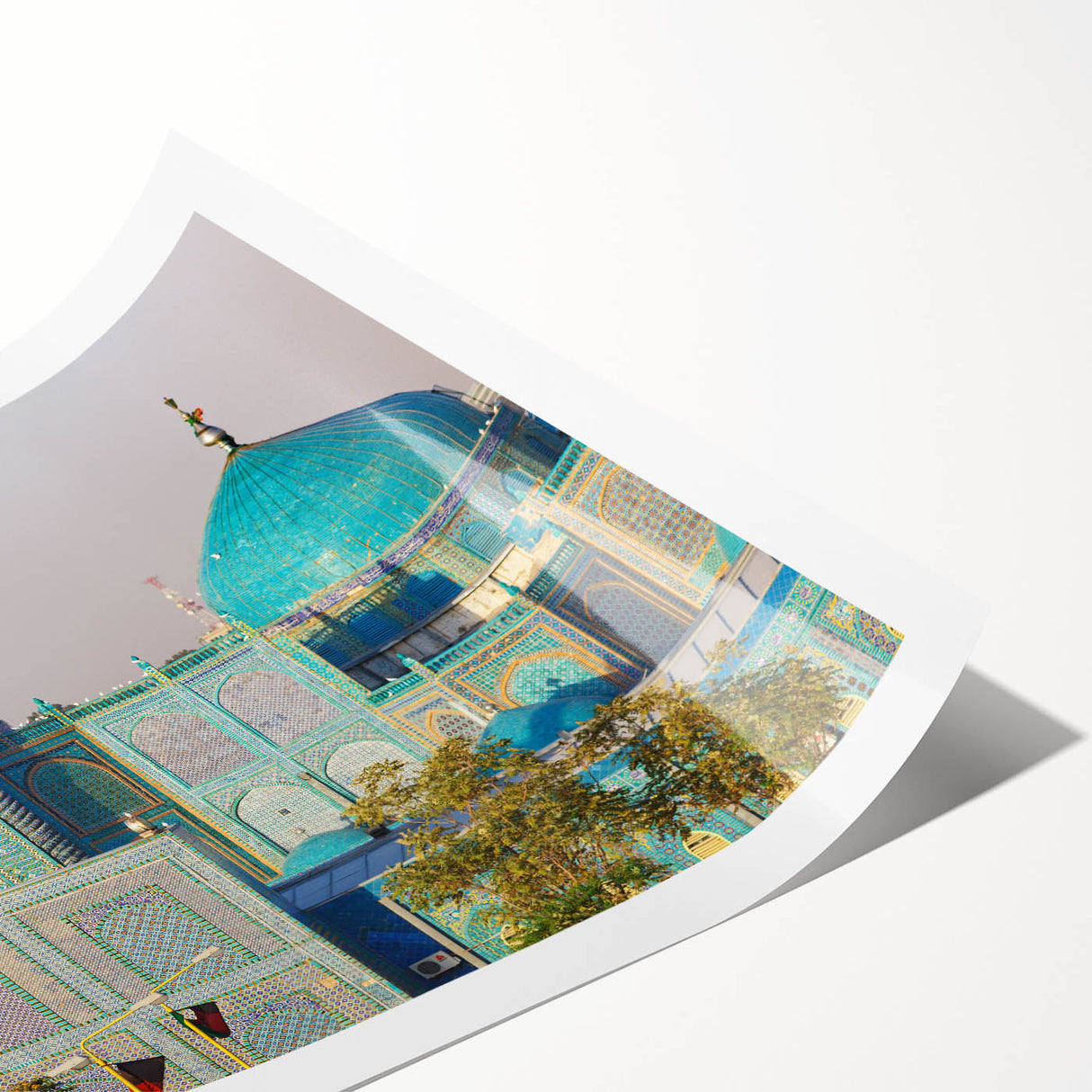 Extra large wall art featuring line art flowers and landscape with muted earth tones on rolled print.