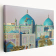 Large canvas print featuring a Middle Eastern landscape in earth tones, ideal for kitchen wall art.