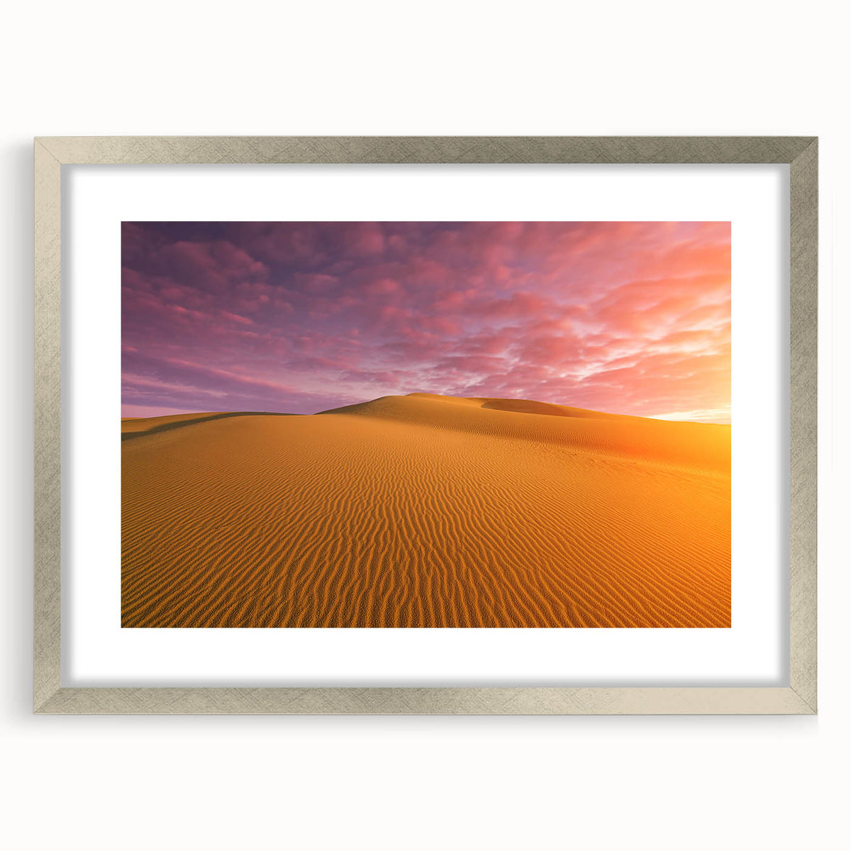 Textured abstract art print of Dubai skyline in muted earth tones on a framed canvas, suitable for bedroom art.