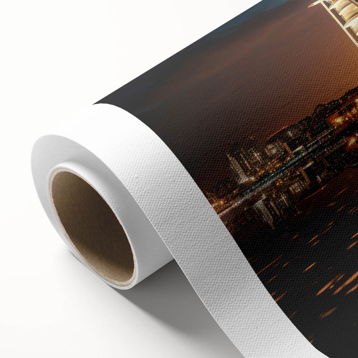 Art Deco poster of the Burj Al Arab in pastel shades on rolled canvas, suitable for nursery wall art.
