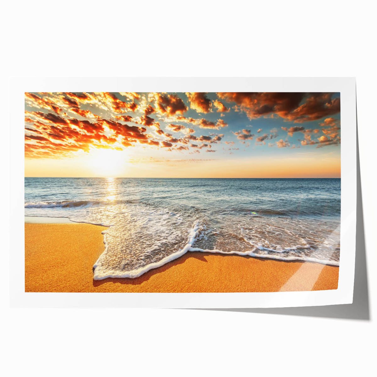 Rolled print of Bora Bora scenery with vibrant blues and greens, ideal for art wall dining room.