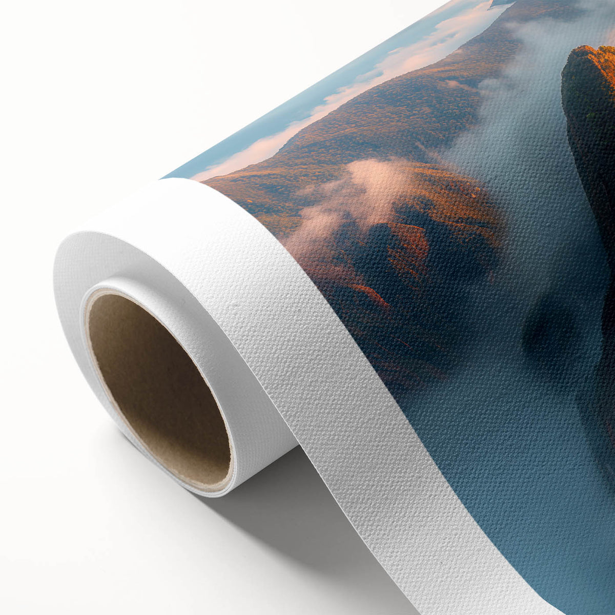 Art deco poster of Machu Picchu in muted earth tones on rolled canvas, ideal for nursery wall art or dining room decor.
