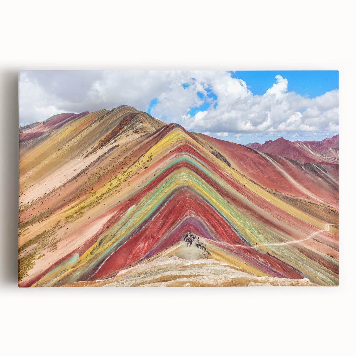 Black and white photograph of a Peruvian landscape on large stretched canvas, suitable for kitchen wall art.