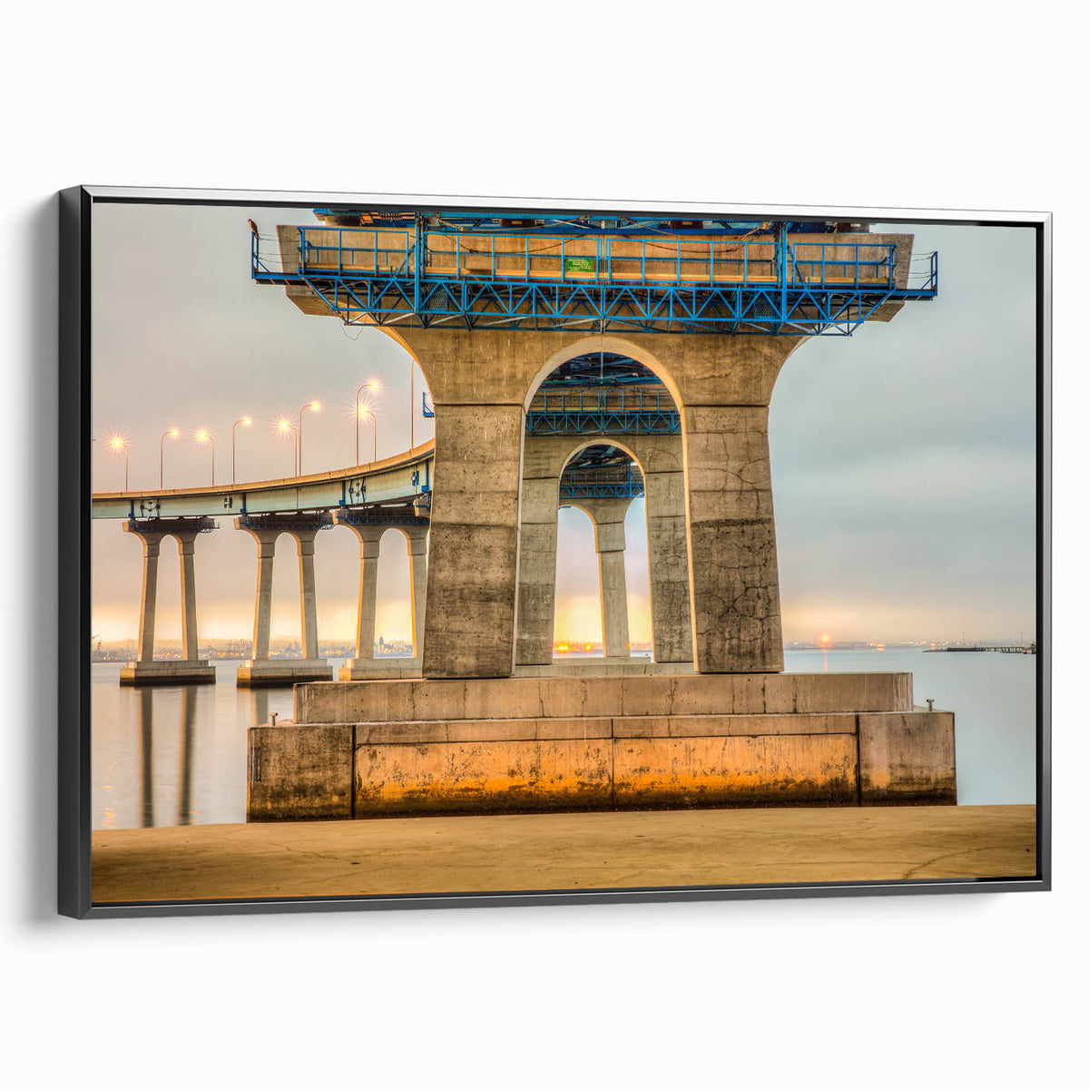 Black and white photograph of Coronado, California on framed canvas, ideal for bedroom wall decor.