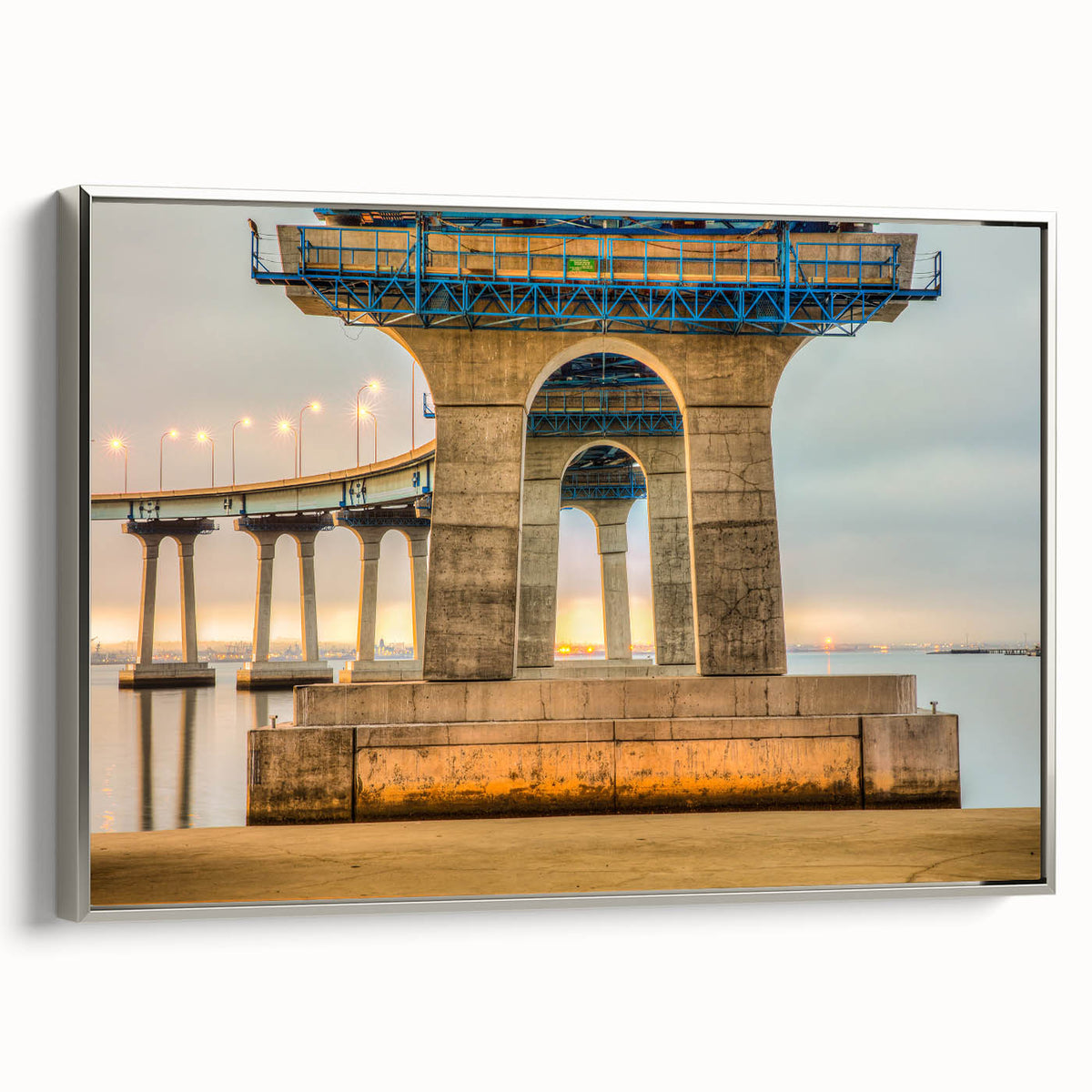 Landscape art painting of Coronado, California, featuring colorful vintage poster art on a framed canvas.
