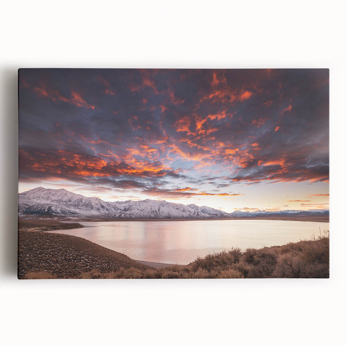 Black and white photo of Sierra Nevada on stretched canvas, ideal for kitchen wall art.