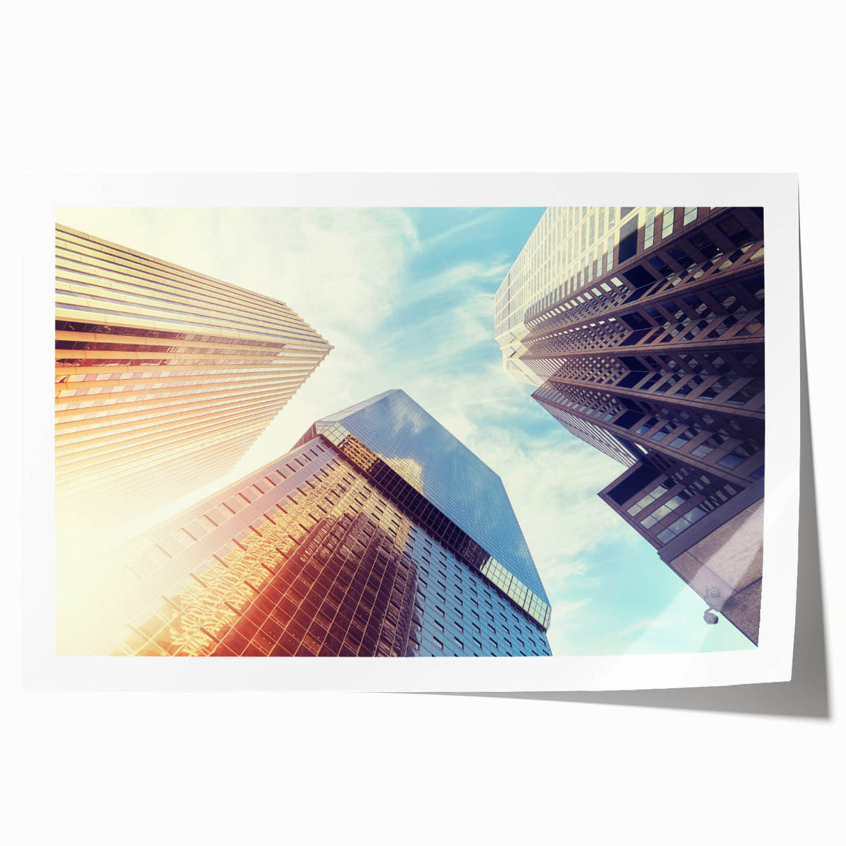 Denver skyline in muted gray and blue tones on extra large rolled canvas, ideal for art wall dining room.
