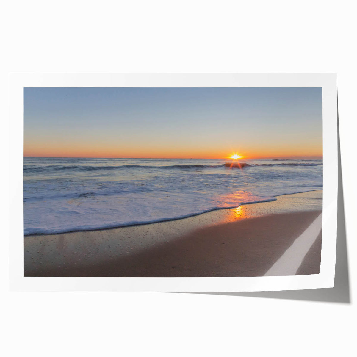 Rolled print of Cape Cod landscape with soft blue and green hues, ideal for art wall dining room.