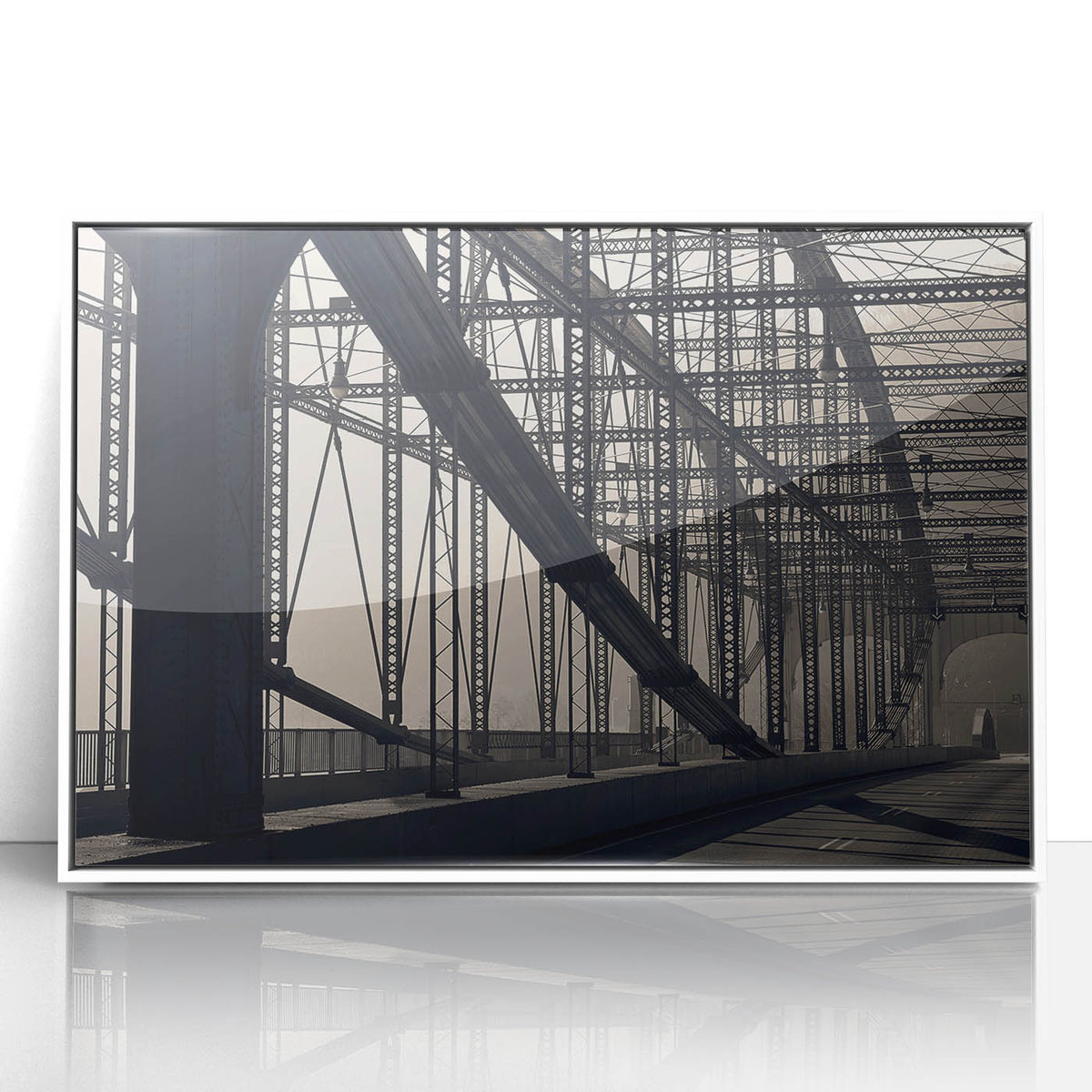 Acrylic print of Pittsburgh skyline in art deco style with muted tones, ideal for modern art wall decor.