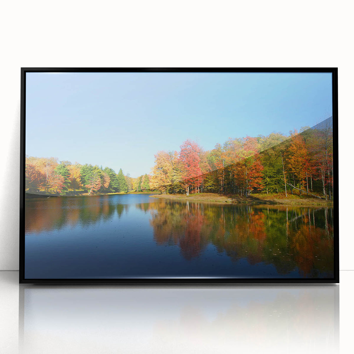 Large abstract wall art depicting a Pennsylvania scenery in muted gray tones on a framed acrylic.
